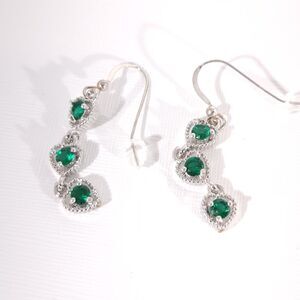 Emerald Dangle Earrings Hearts